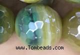 CAA5577 15 inches 12mm faceted round AB-color banded agate beads