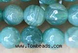 CAA5578 15 inches 6mm faceted round AB-color banded agate beads