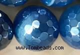 CAA5585 15 inches 12mm faceted round AB-color banded agate beads