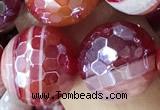 CAA5593 15 inches 12mm faceted round AB-color banded agate beads