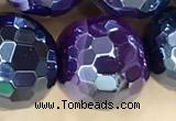 CAA5597 15 inches 12mm faceted round AB-color banded agate beads