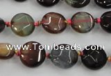 CAA560 15.5 inches 12mm faceted flat round dragon veins agate beads