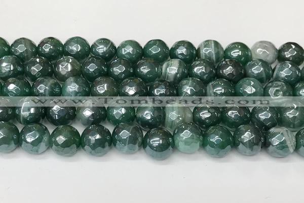 CAA5606 15 inches 10mm faceted round AB-color banded agate beads