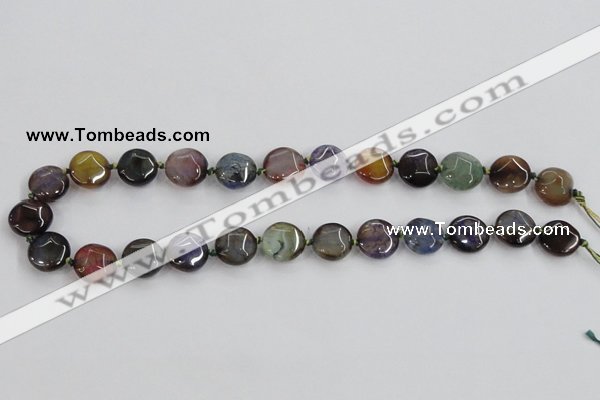 CAA561 15.5 inches 14mm faceted flat round dragon veins agate beads