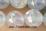 CAA5621 15 inches 8mm faceted round AB-color white agate beads