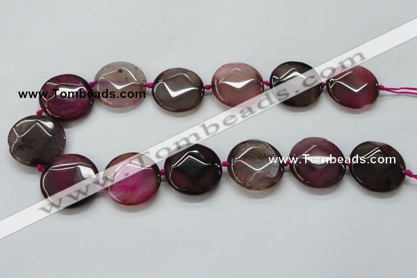 CAA563 15.5 inches 30mm faceted flat round dragon veins agate beads