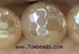 CAA5658 15 inches 12mm faceted round AB-color yellow agate beads