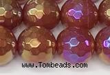 CAA5666 15 inches 8mm faceted round AB-color red agate beads