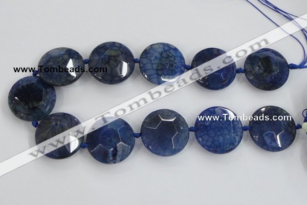 CAA567 15.5 inches 35mm faceted flat round dragon veins agate beads