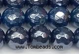 CAA5676 15 inches 8mm faceted round AB-color blue agate beads