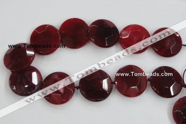 CAA568 15.5 inches 35mm faceted flat round dragon veins agate beads