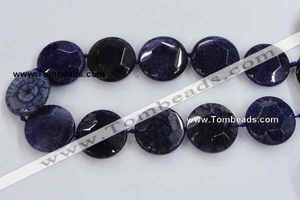 CAA569 15.5 inches 35mm faceted flat round dragon veins agate beads