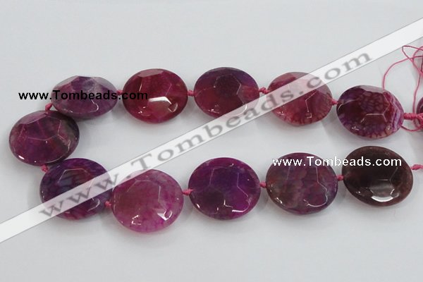 CAA570 15.5 inches 35mm faceted flat round dragon veins agate beads