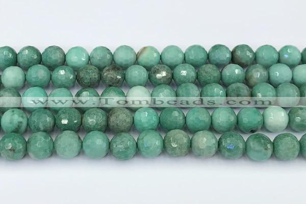 CAA5707 15 inches 10mm faceted round green grass agate beads