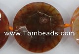 CAA571 15.5 inches 35mm faceted flat round dragon veins agate beads