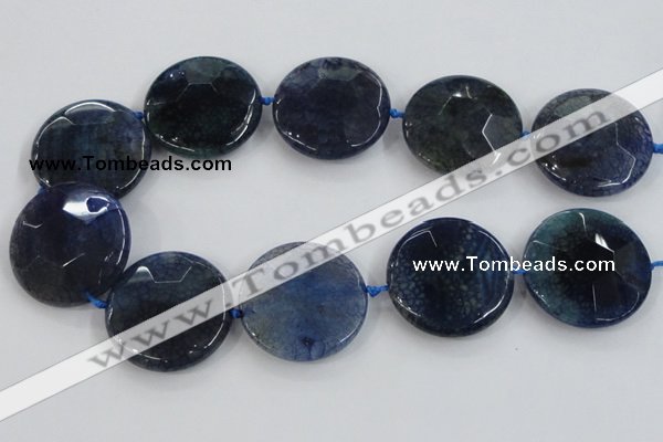 CAA573 15.5 inches 40mm faceted flat round dragon veins agate beads