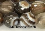 CAA5736 15 inches 8mm faceted round banded agate beads