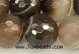 CAA5738 15 inches 12mm faceted round banded agate beads