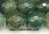 CAA5748 15 inches 12mm faceted round moss agate beads