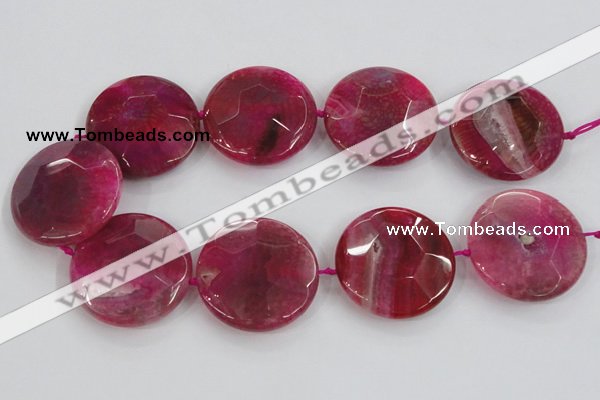 CAA576 15.5 inches 45mm faceted flat round dragon veins agate beads