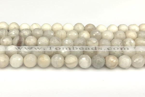 CAA5767 15 inches 10mm faceted round white crazy lace agate beads