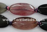 CAA578 15.5 inches 15*30mm faceted oval dragon veins agate beads