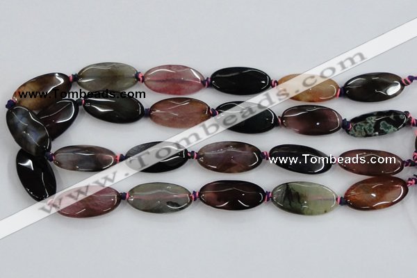 CAA578 15.5 inches 15*30mm faceted oval dragon veins agate beads