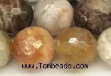 CAA5807 15 inches 10mm faceted round bamboo leaf agate beads