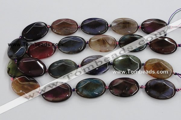 CAA581 15.5 inches 25*35mm faceted oval dragon veins agate beads