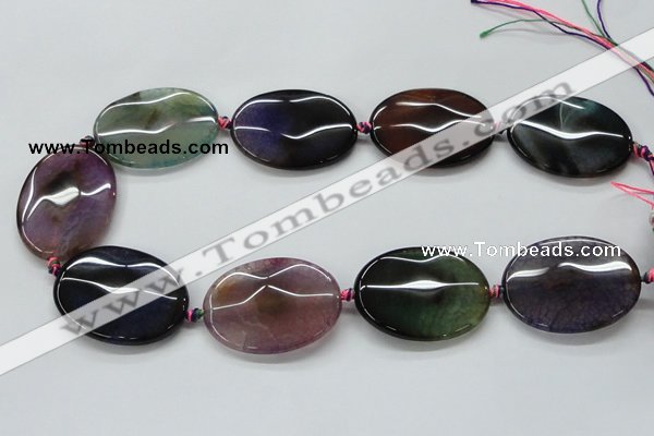 CAA582 15.5 inches 30*40mm faceted oval dragon veins agate beads