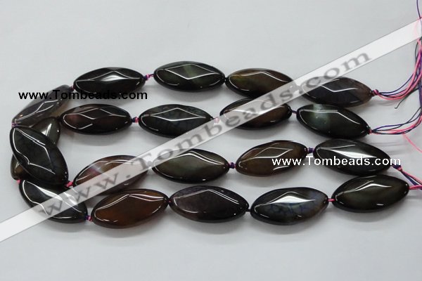 CAA584 15.5 inches 19*38mm faceted marquise dragon veins agate beads