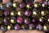 CAA5876 15 inches 6mm,8mm,10mm & 12mm faceted round electroplated banded agate beads