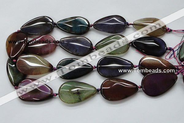 CAA588 15.5 inches 25*40mm faceted teardrop dragon veins agate beads