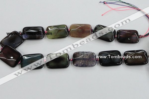 CAA590 15.5 inches 22*30mm faceted rectangle dragon veins agate beads