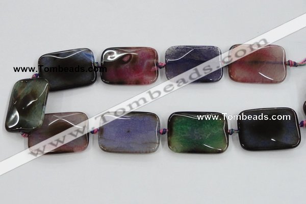 CAA592 15.5 inches 30*40mm faceted rectangle dragon veins agate beads