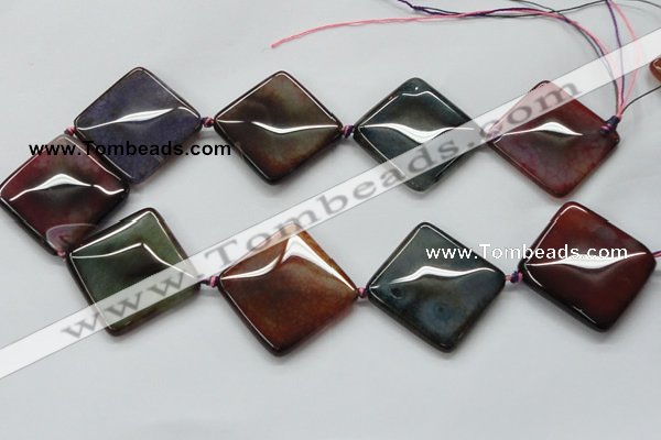 CAA594 15.5 inches 35*35mm faceted diamond dragon veins agate beads