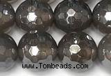 CAA5945 15 inches 10mm faceted round AB-color grey agate beads