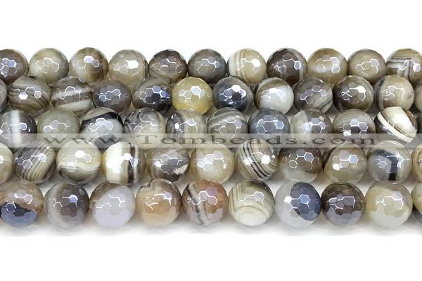 CAA5958 15 inches 10mm faceted round AB-color line agate beads