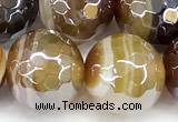 CAA5964 15 inches 12mm faceted round AB-color line agate beads