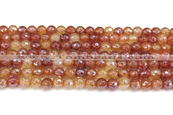 CAA5969 15 inches 6mm faceted round AB-color line agate beads