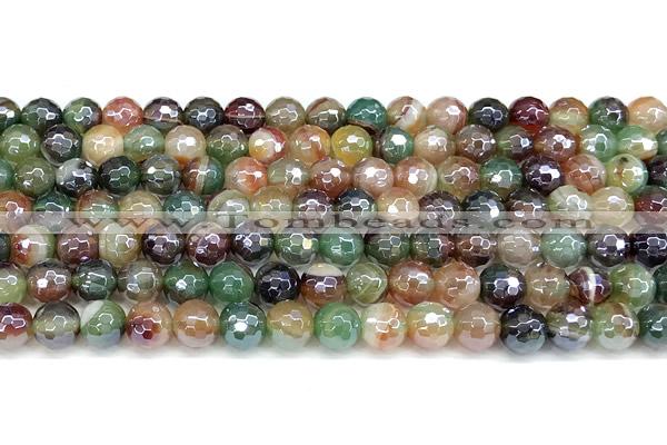 CAA5973 15 inches 6mm faceted round AB-color line agate beads