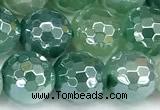 CAA5978 15 inches 8mm faceted round AB-color line agate beads