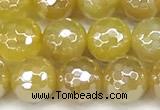 CAA5987 15 inches 6mm faceted round AB-color line agate beads