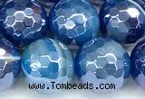 CAA5993 15 inches 10mm faceted round AB-color line agate beads