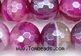CAA5996 15 inches 8mm faceted round AB-color line agate beads