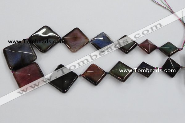 CAA600 20*20mm – 40*40mm faceted diamond dragon veins agate beads