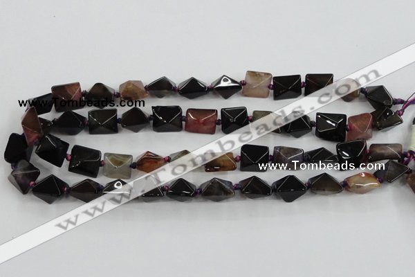 CAA603 15.5 inches 13*13*15mm pyramid dragon veins agate beads