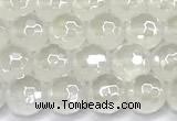 CAA6030 15 inches 6mm faceted round AB-color white agate beads