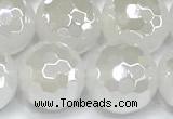 CAA6033 15 inches 12mm faceted round AB-color white agate beads