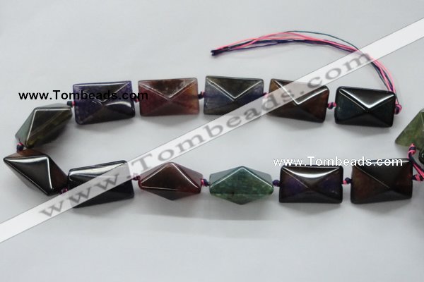 CAA604 15.5 inches 20*20*30mm pyramid dragon veins agate beads